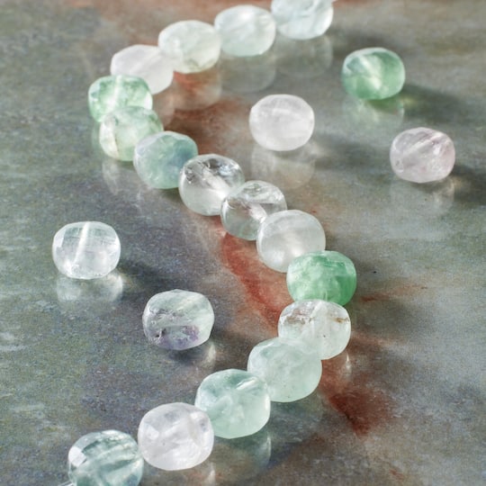 12 Pack: Pink & Blue Faceted Fluorite Coin Beads, 8mm by Bead Landing™